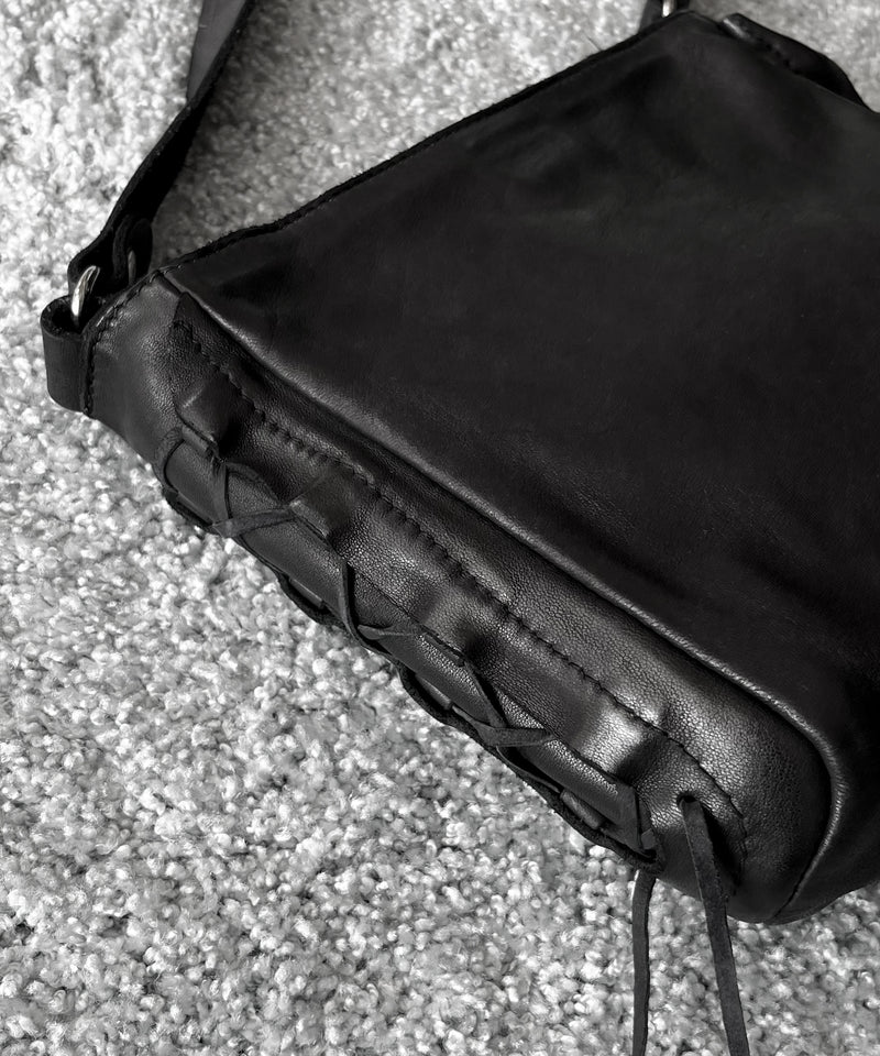 GUIDI Hidden laces mini shoulder bag “BLACK”