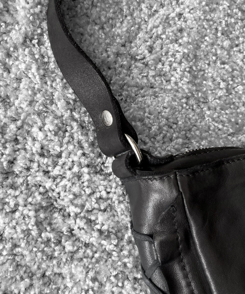 GUIDI Hidden laces mini shoulder bag “BLACK”