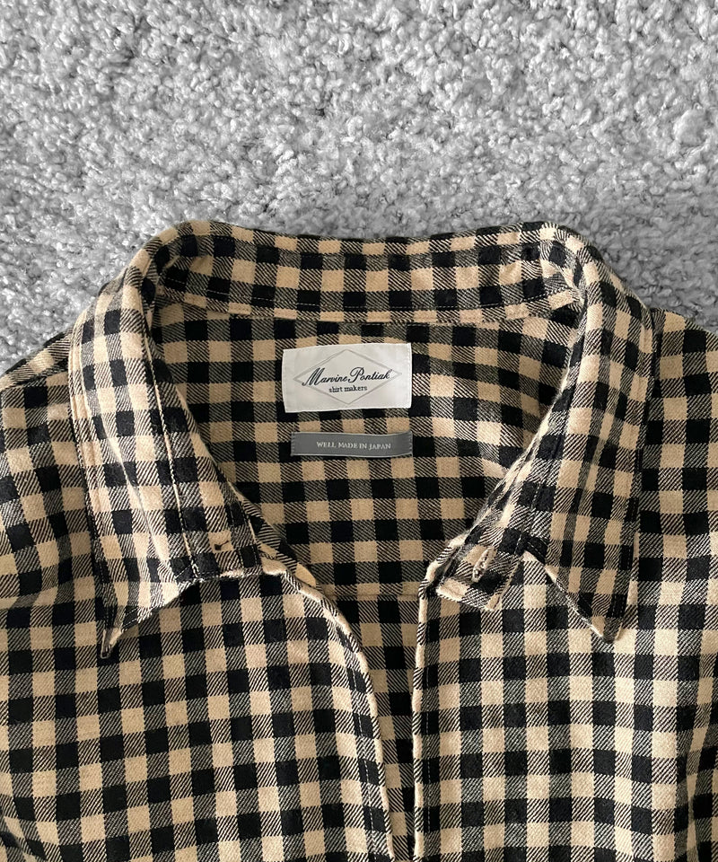 Marvine Pontiak Shirt Markers Skipper sh "BEIGE × BLACK GINGHAM”