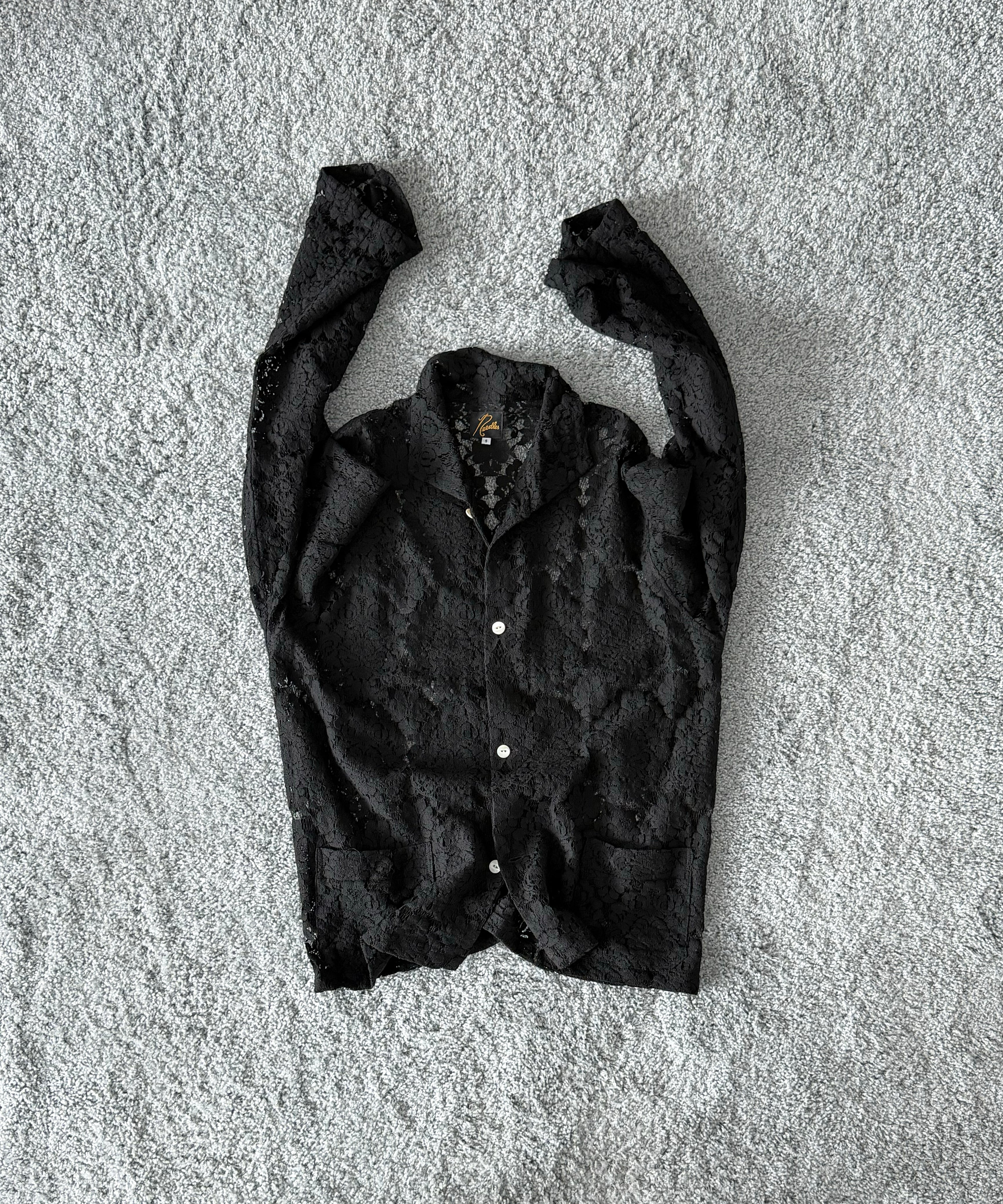 NEEDLES Widespread collar shirt - raschel lace "B-BLACK B"