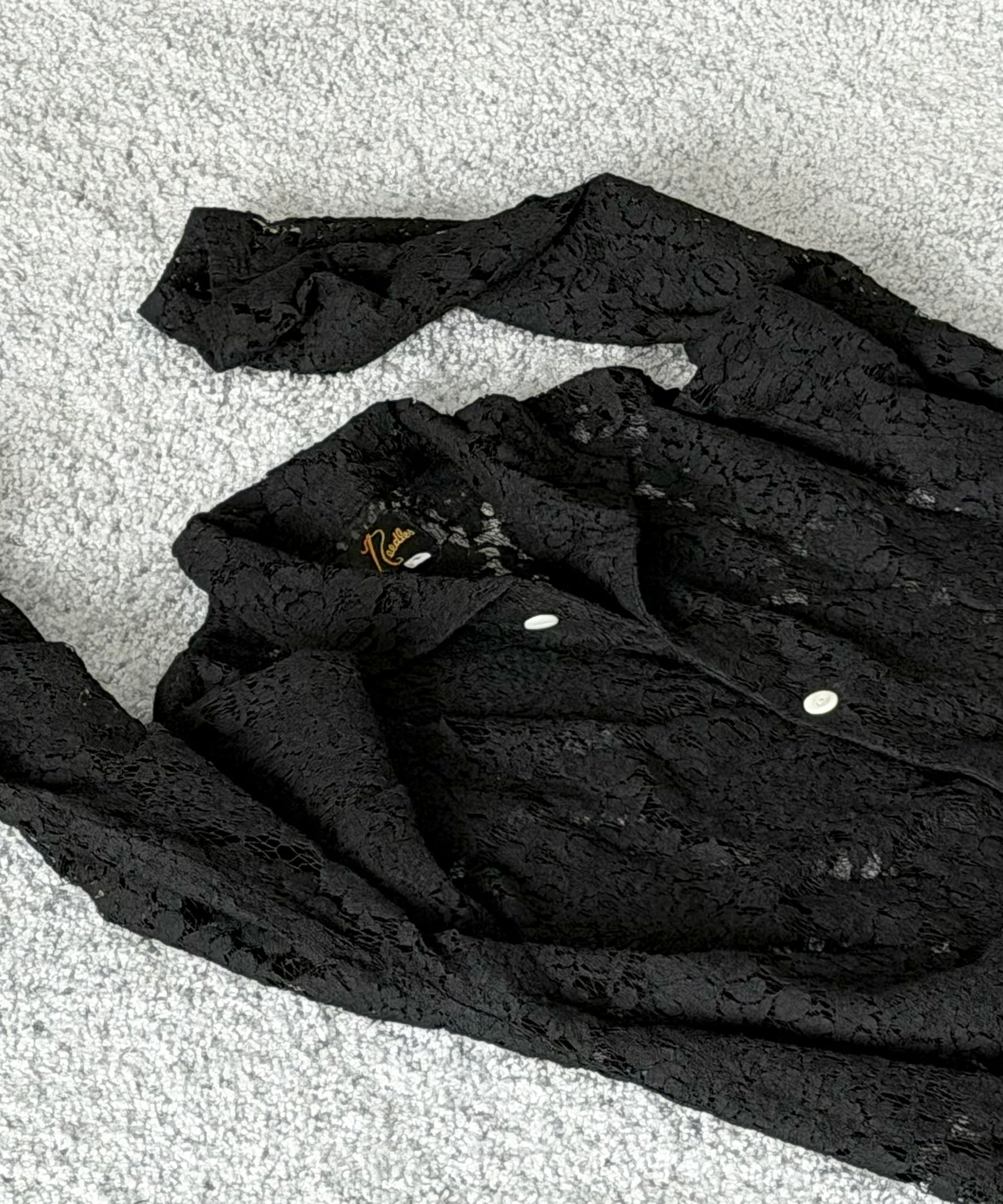 NEEDLES Widespread collar shirt - raschel lace "B-BLACK B"
