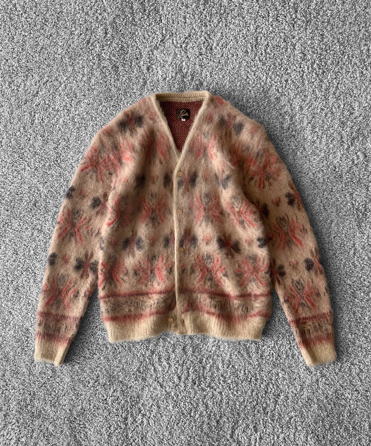 NEEDLES Mohair cardigan - abstract "BLACK / RED"