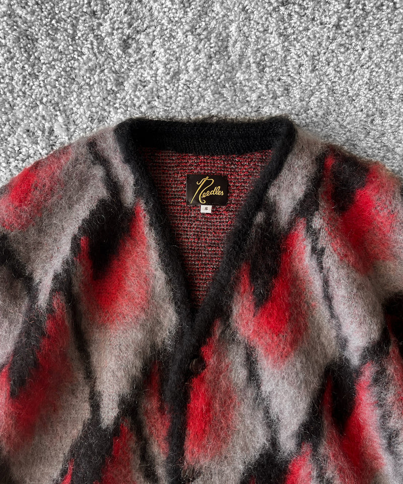 NEEDLES Mohair cardigan - abstract "BLACK / RED"