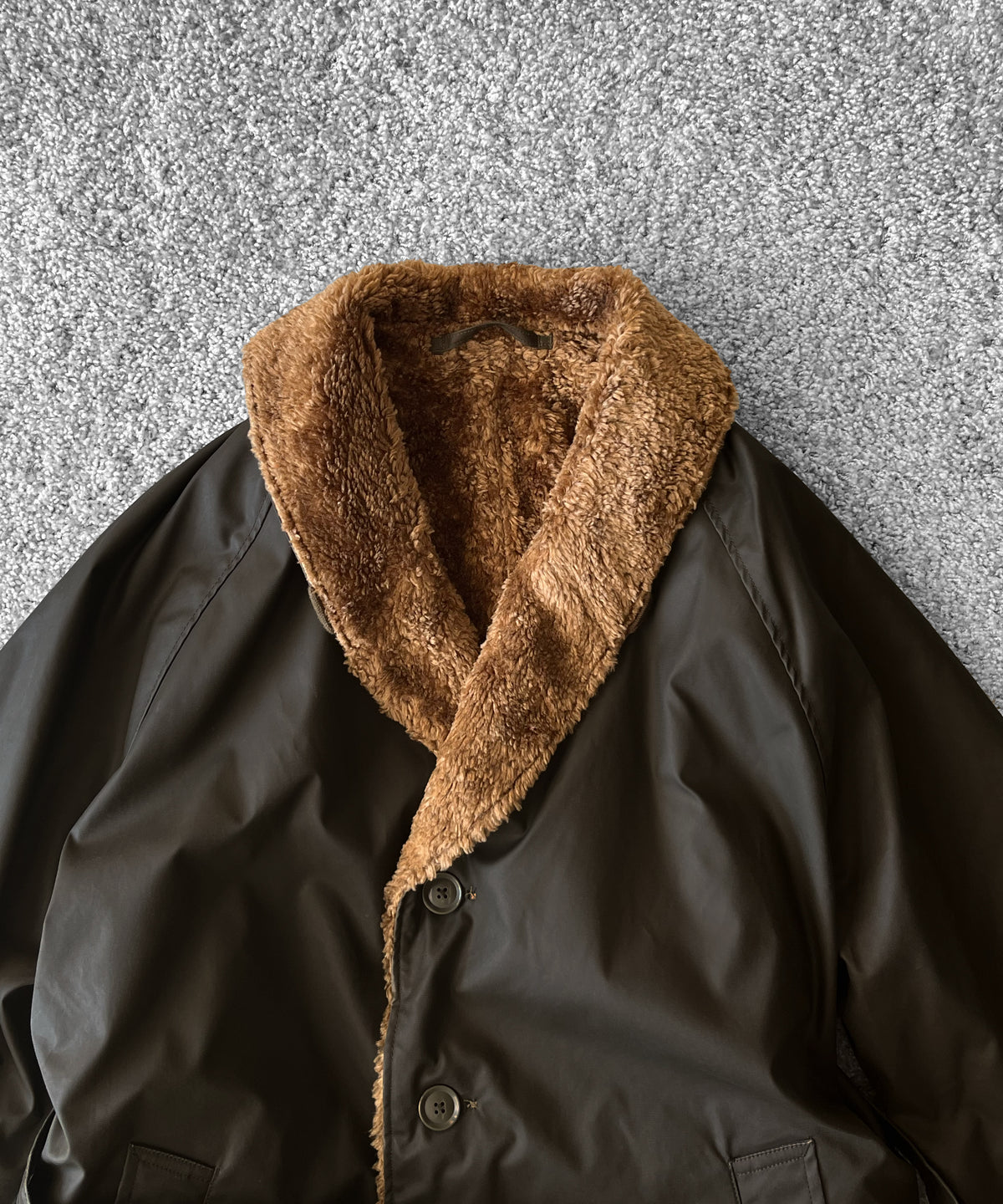 ENGINEERED GARMENTS Shawl collar rev. coat - coatedcloth "BROWN"