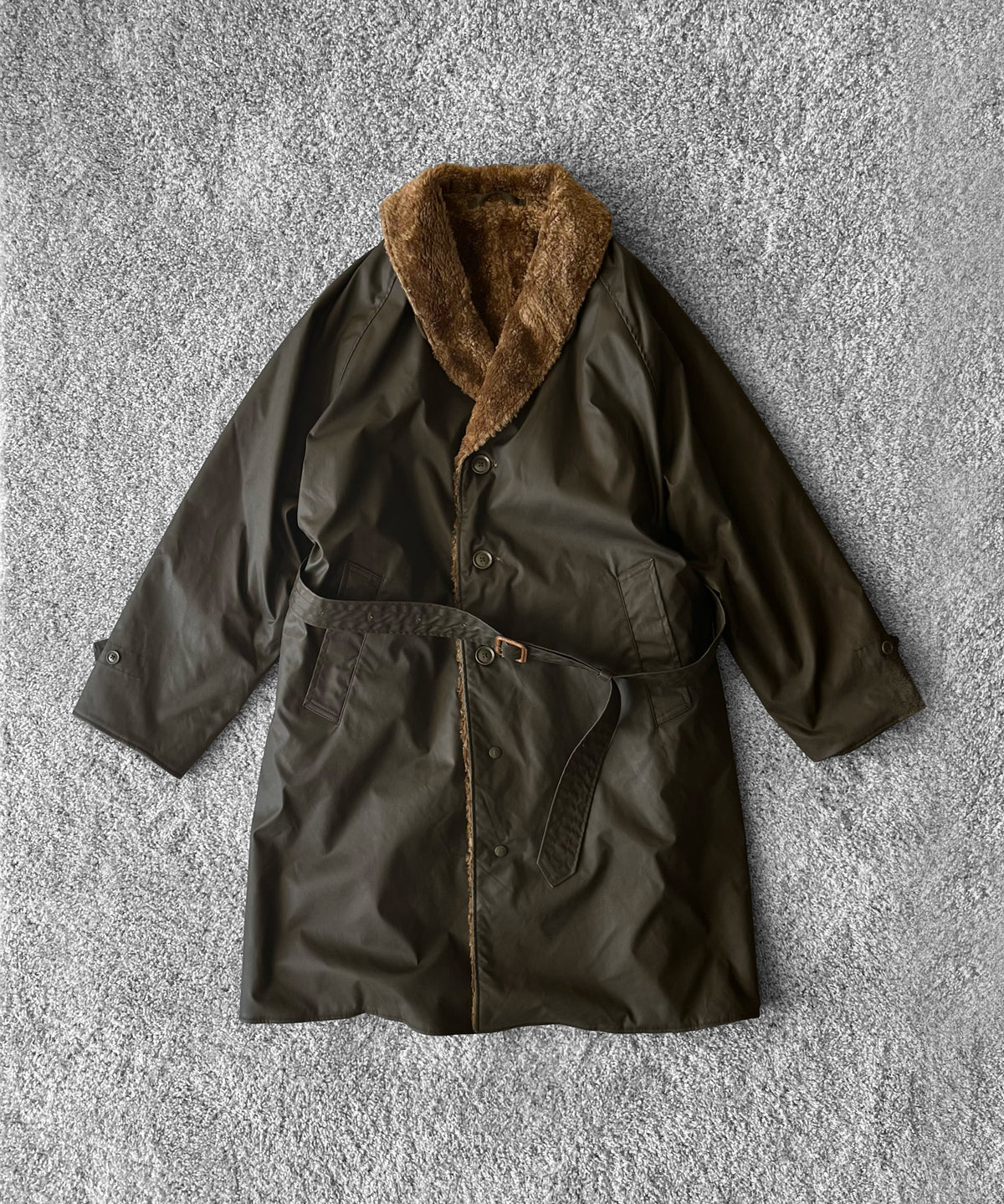 ENGINEERED GARMENTS Shawl collar rev. coat - coatedcloth "BROWN"