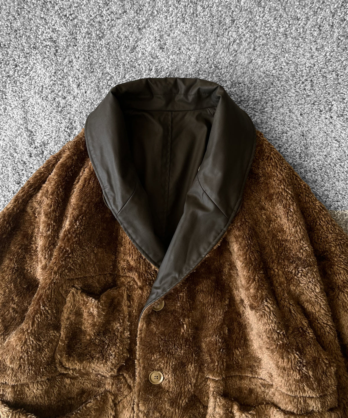 ENGINEERED GARMENTS Shawl collar rev. coat - coatedcloth "BROWN"