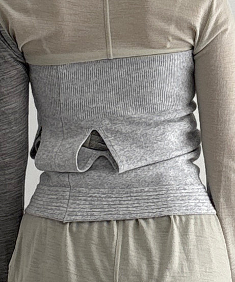 ULIKASANCTUS Zip knit tube top "LIGHT GREY"