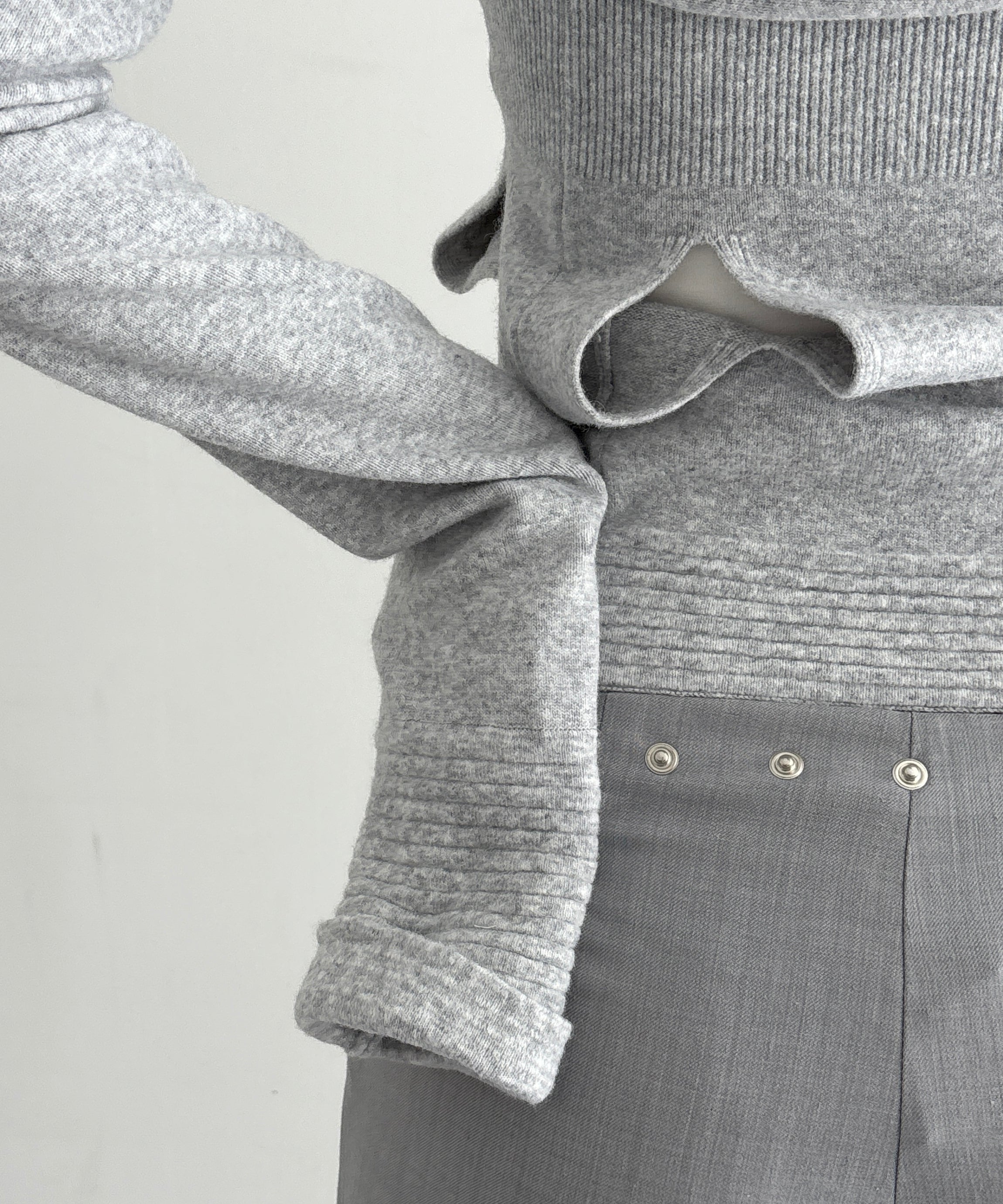ULIKASANCTUS Double slit kint bolero "LIGHT GREY"