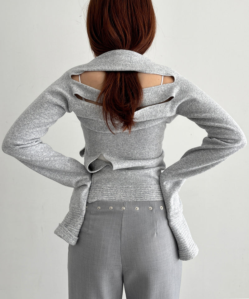 ULIKASANCTUS Double slit knit bolero "LIGHT GREY"