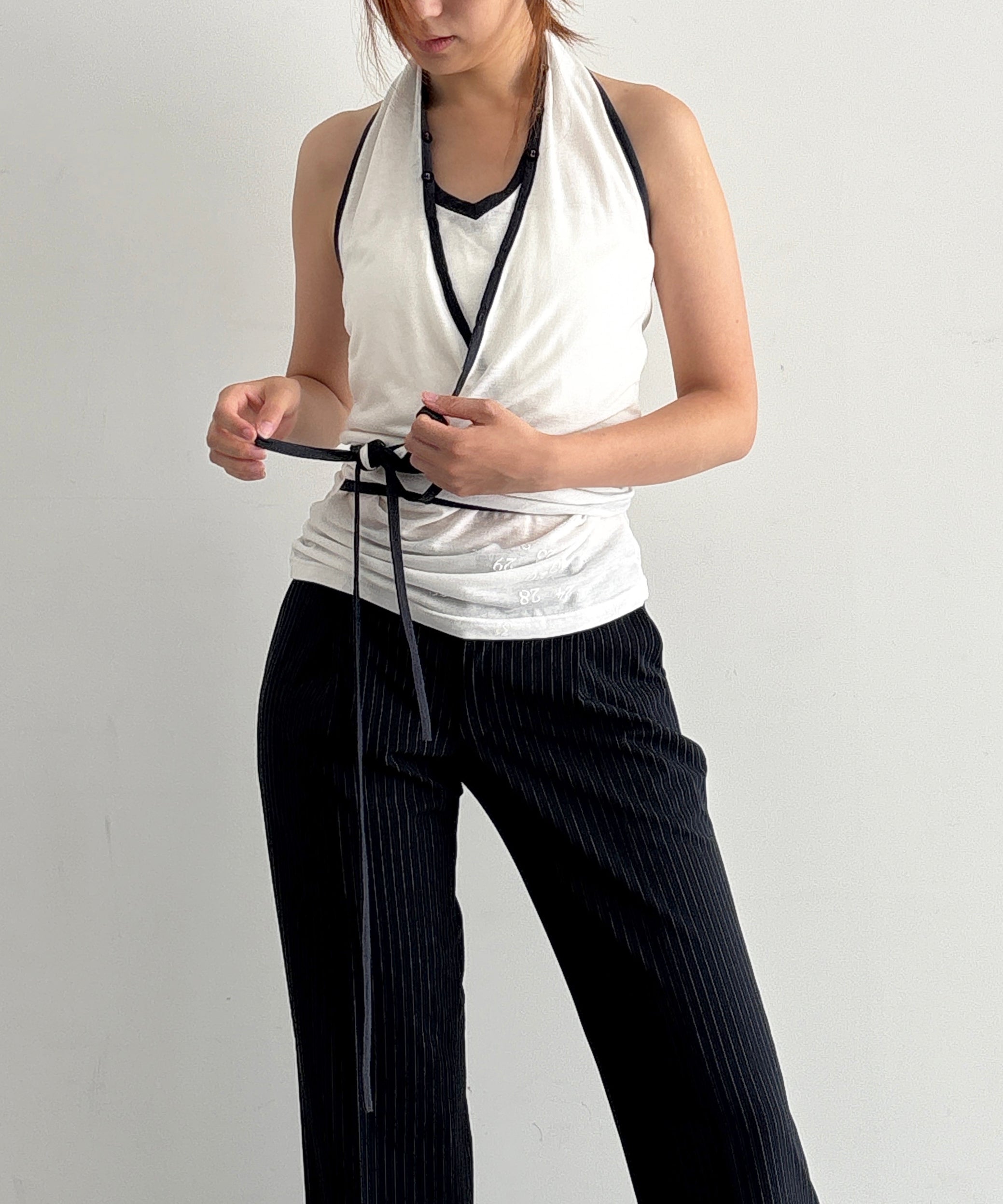 ULIKASANCTUS Halter warp sleeveless "IVORY"