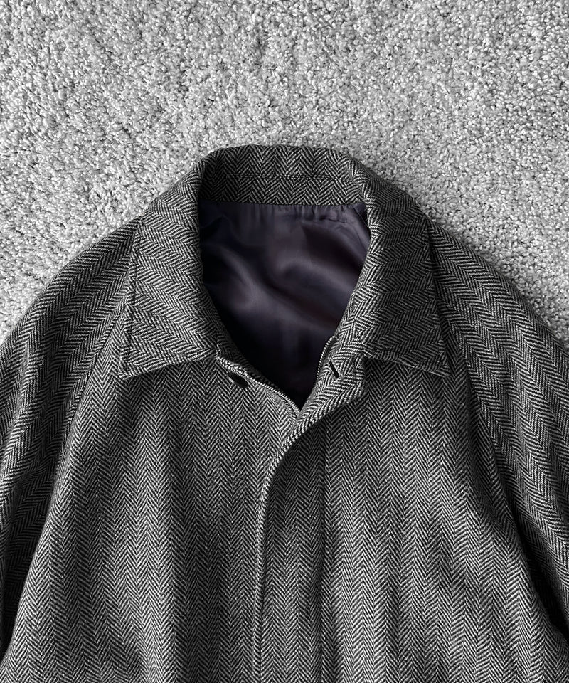 URU Silk napped tweed - zip up blouson "D.GRAY"