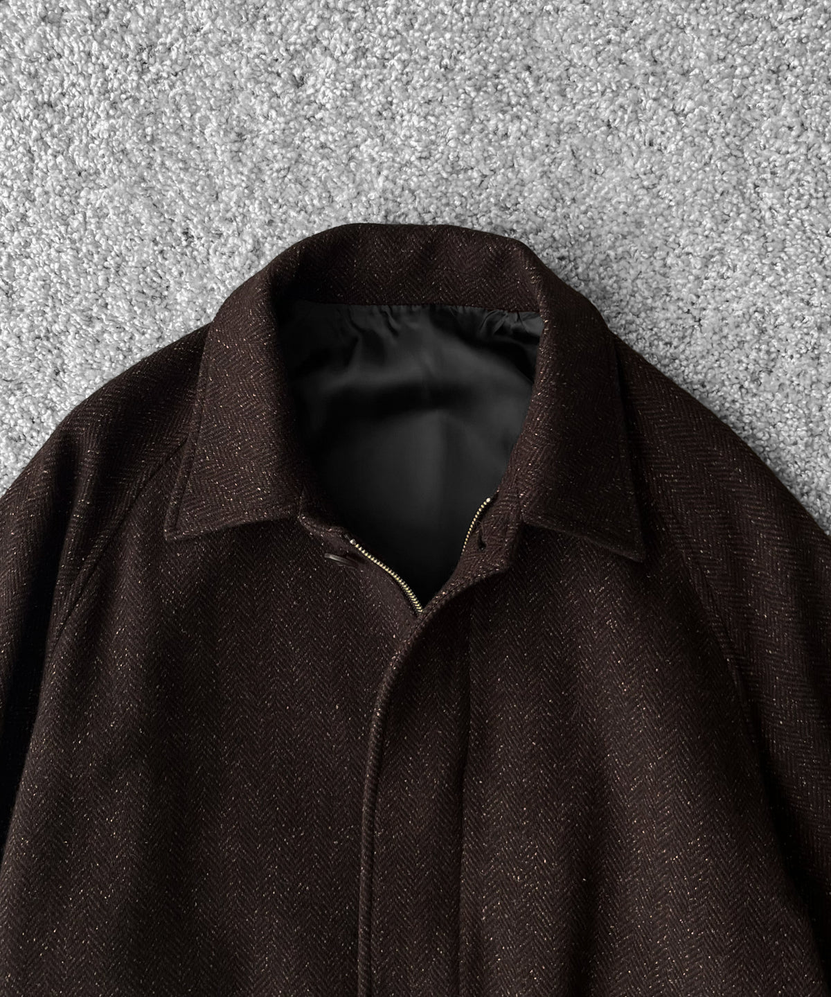 URU Silk napped tweed - zip up blouson "D.BROWN"
