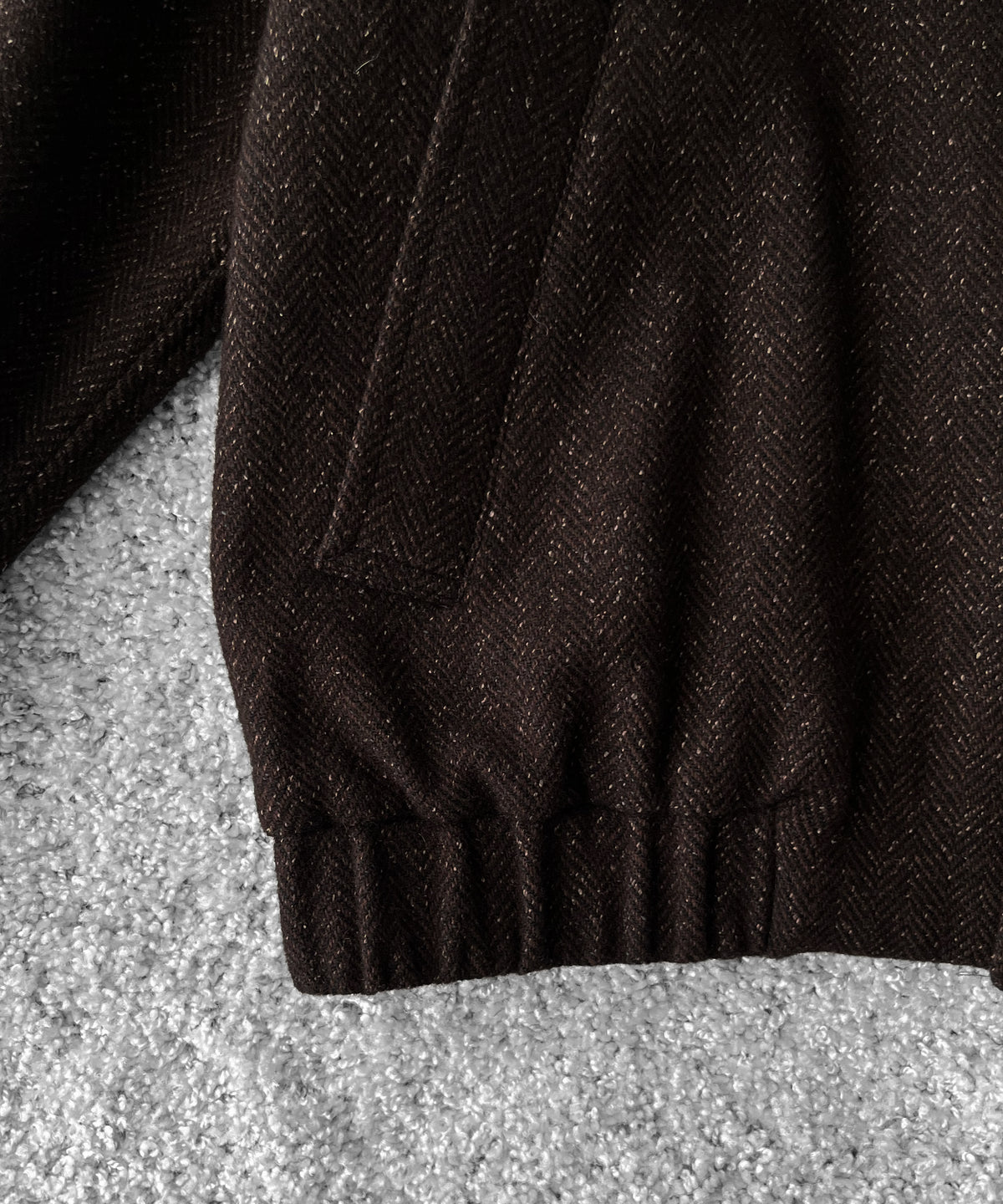 URU Silk napped tweed - zip up blouson "D.BROWN"