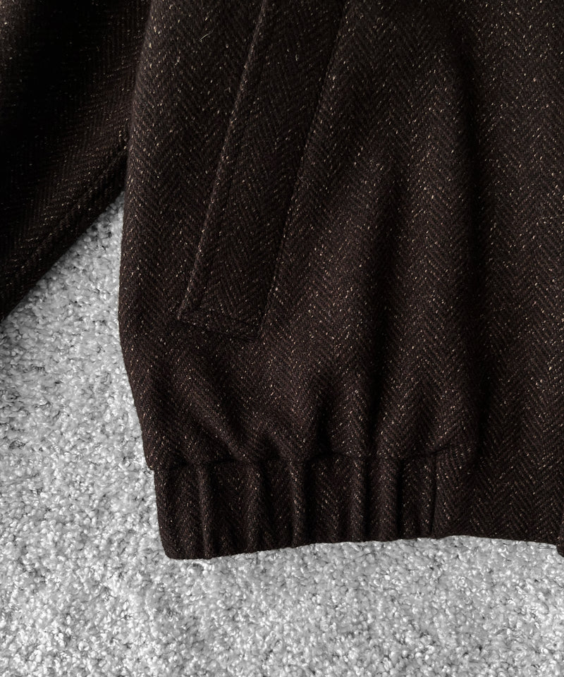 URU Silk napped tweed - zip up blouson "D.BROWN"