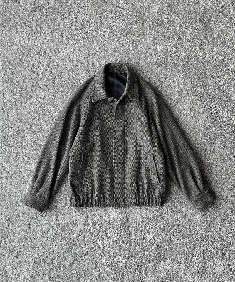 URU Silk napped tweed - zip up blouson "D.BROWN"