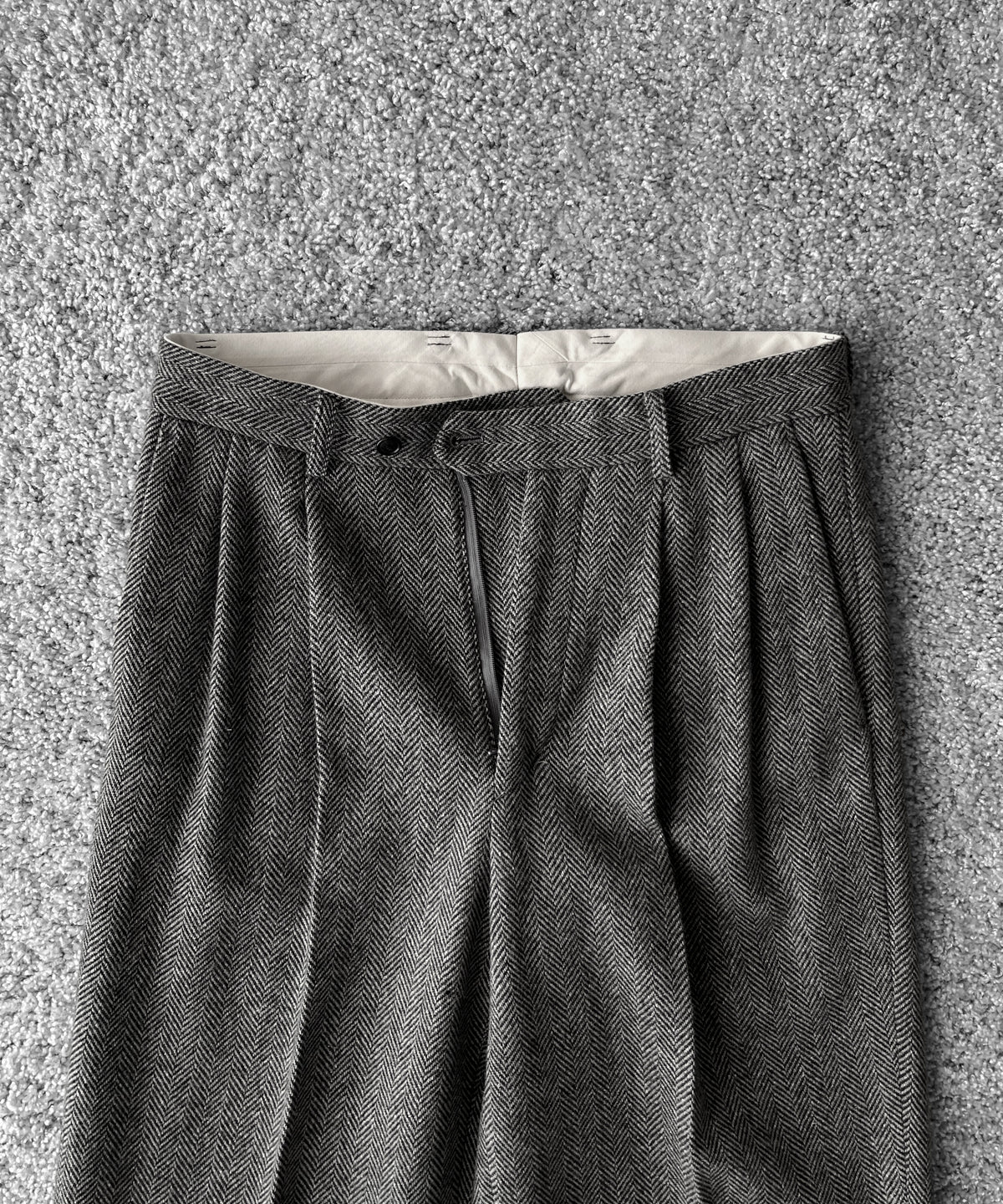 URU Silk napped tweed - 2 tuck pants "D.GRAY"
