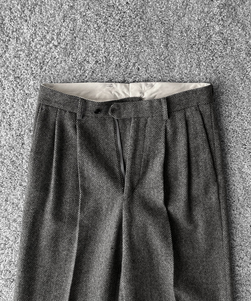 URU Silk napped tweed - 2 tuck pants "D.GRAY"