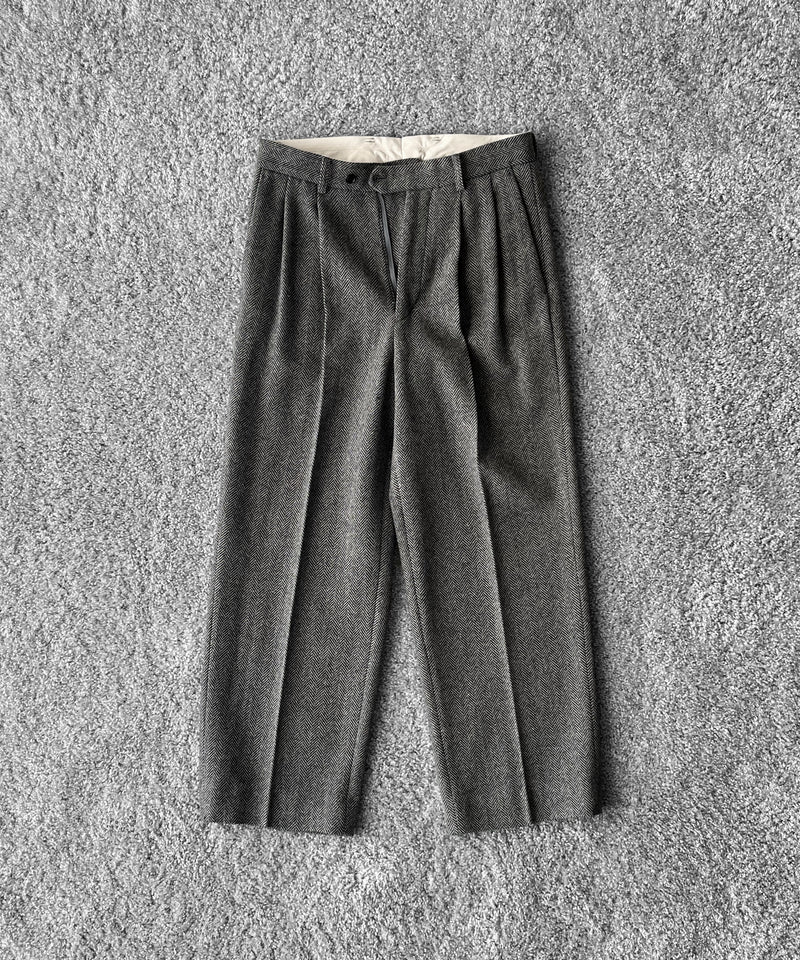 URU Silk napped tweed - 2 tuck pants "D.BROWN"