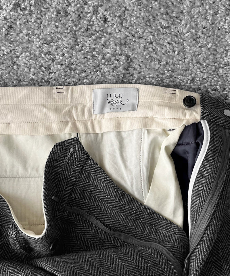 URU Silk napped tweed - 2 tuck pants "D.GRAY"
