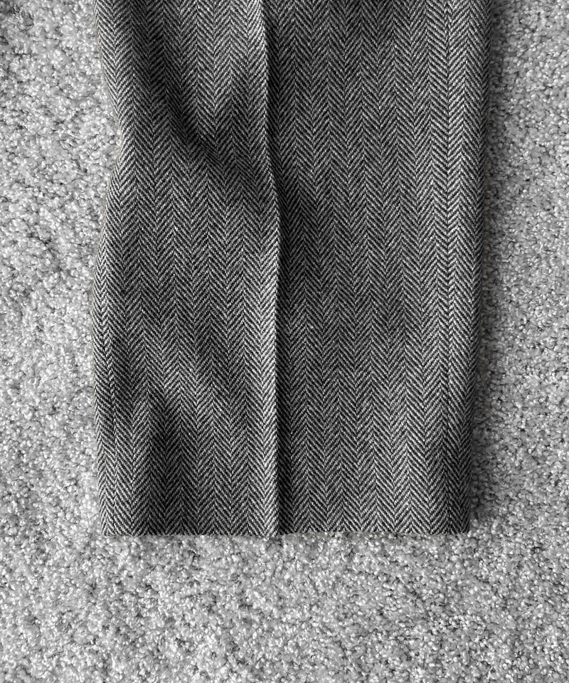 URU Silk napped tweed - 2 tuck pants "D.GRAY"