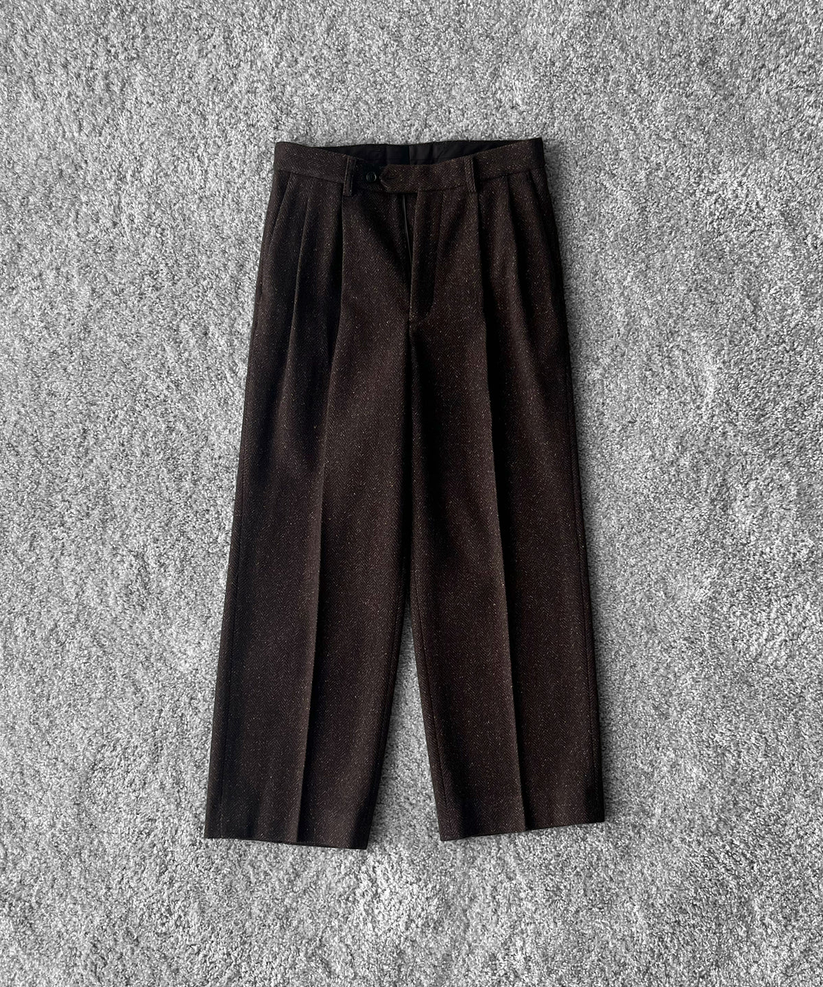 URU Silk napped tweed - 2 tuck pants "D.GRAY"