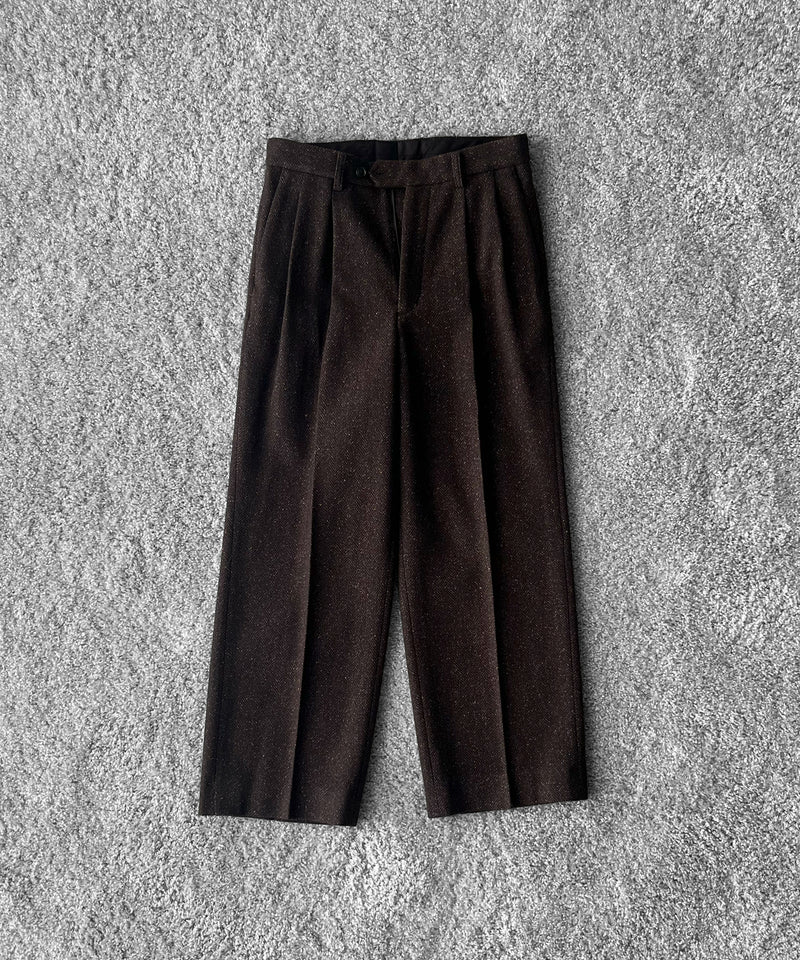 URU Silk napped tweed - 2 tuck pants "D.GRAY"