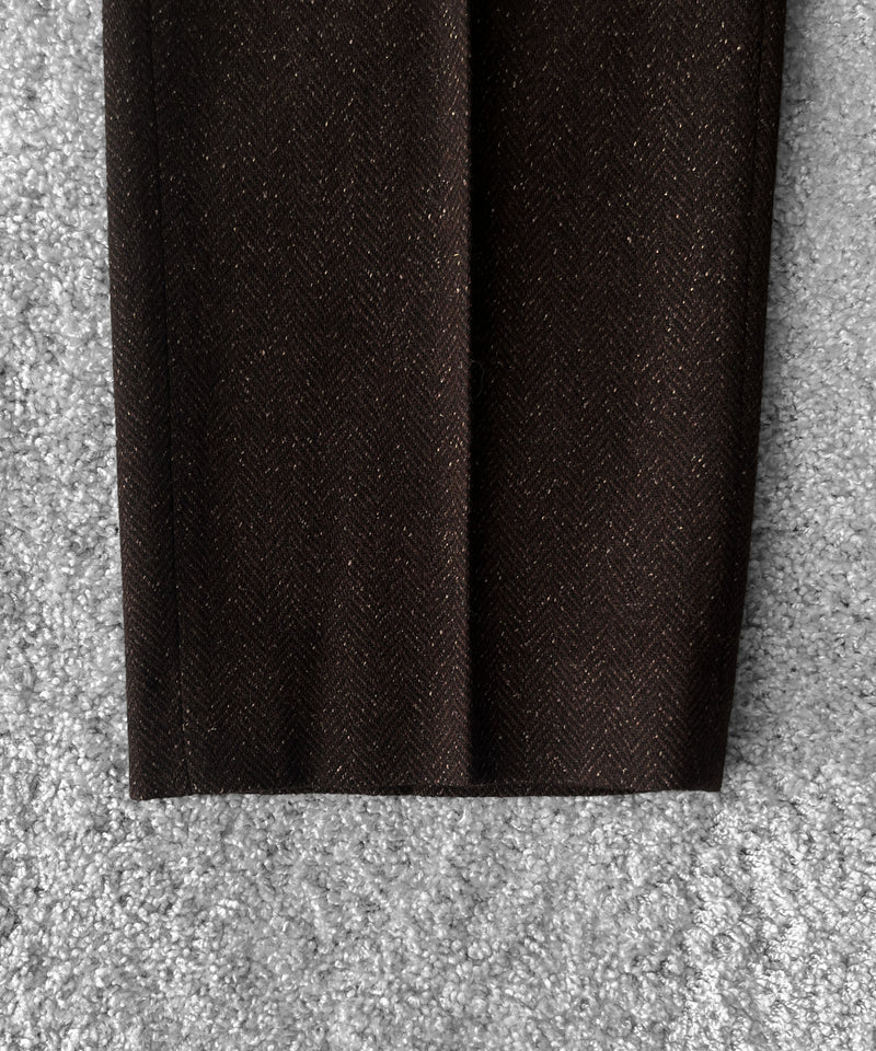 URU Silk napped tweed - 2 tuck pants "D.BROWN"