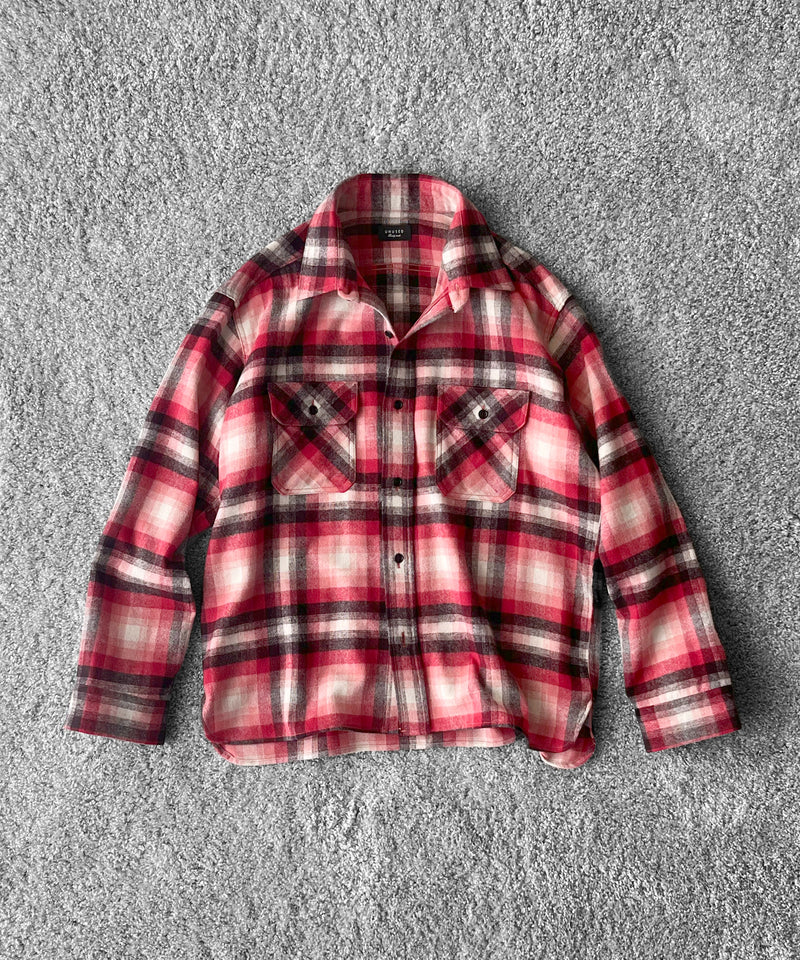UNUSED Us2583 long sleeve wool check shirt "RED×CHECK"