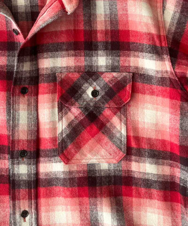 UNUSED Us2583 long sleeve wool check shirt "RED×CHECK"
