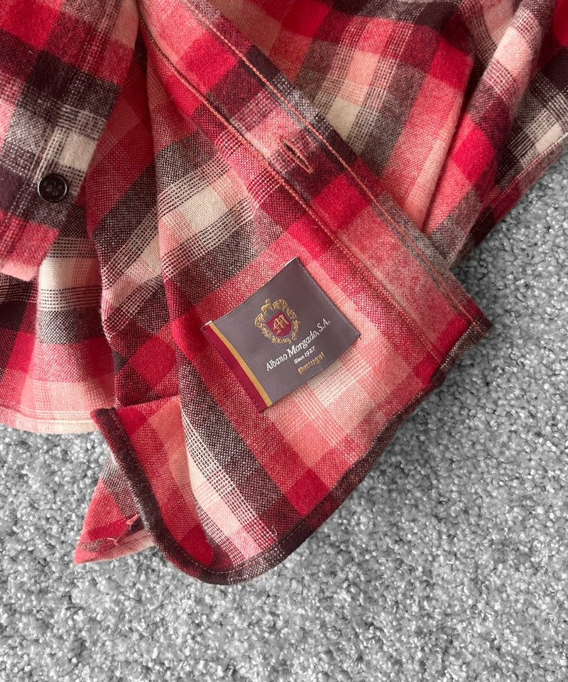 UNUSED Us2583 long sleeve wool check shirt "RED×CHECK"