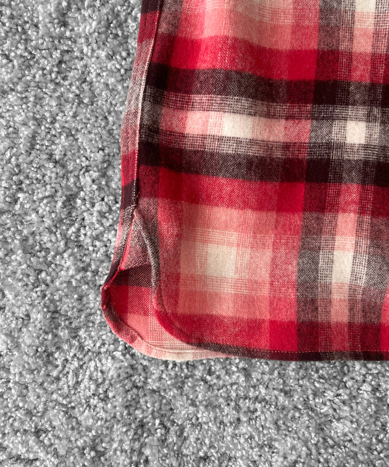 UNUSED Us2583 long sleeve wool check shirt "RED×CHECK"