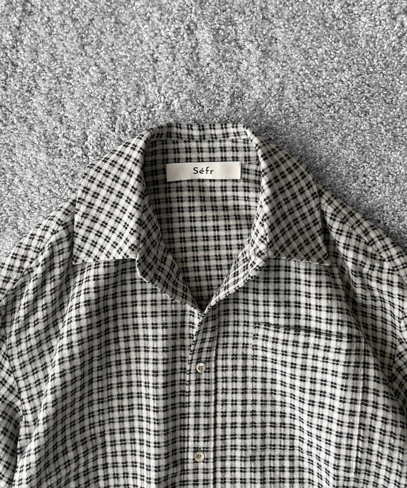 sefr Button up frannel shirt "WHITE BLACK CHECK"