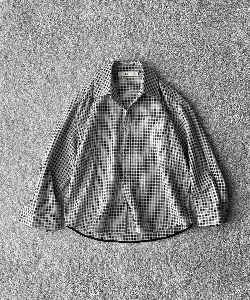 sefr Button up frannel shirt "WHITE BLACK CHECK"