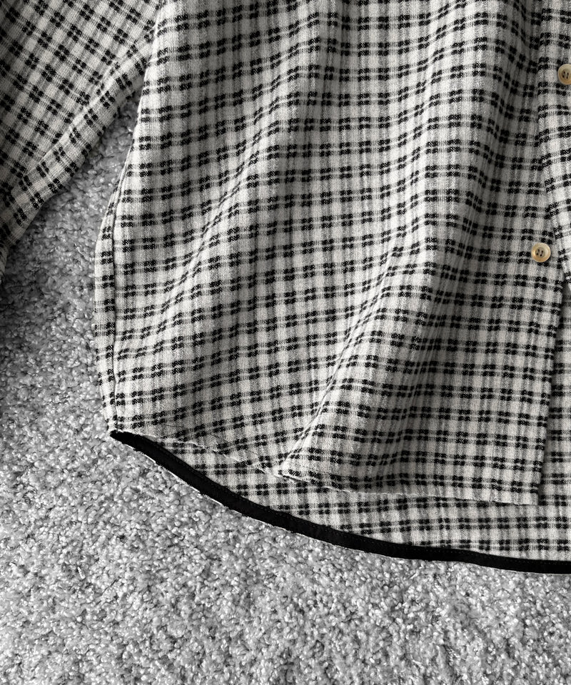 sefr Button up frannel shirt "WHITE BLACK CHECK"