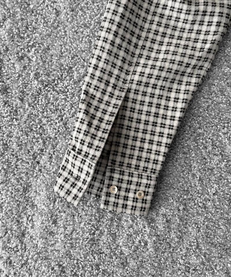 sefr Button up frannel shirt "WHITE BLACK CHECK"