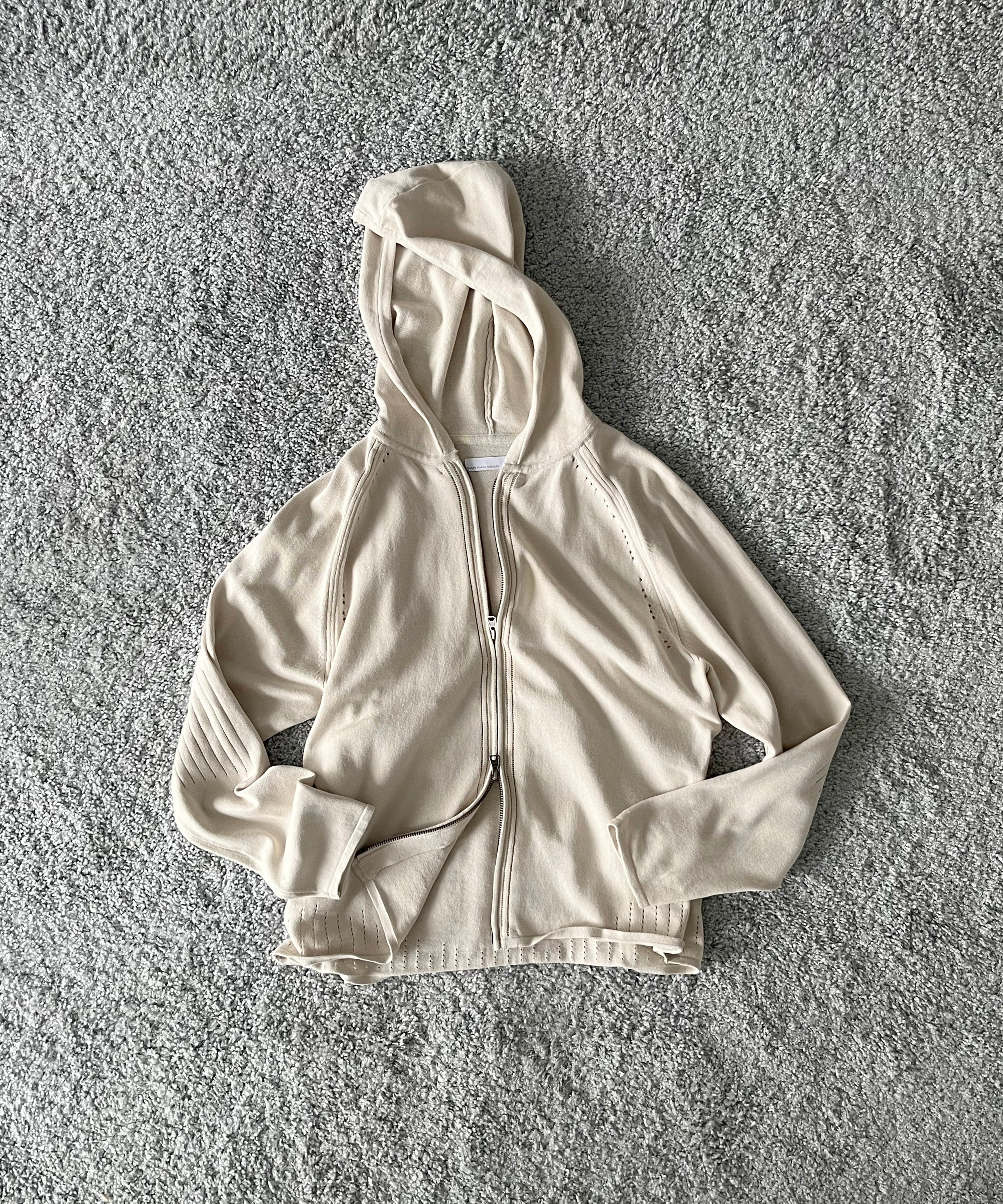 SAN SAN GEAR Knit zip-up hoodie "BEIGE"