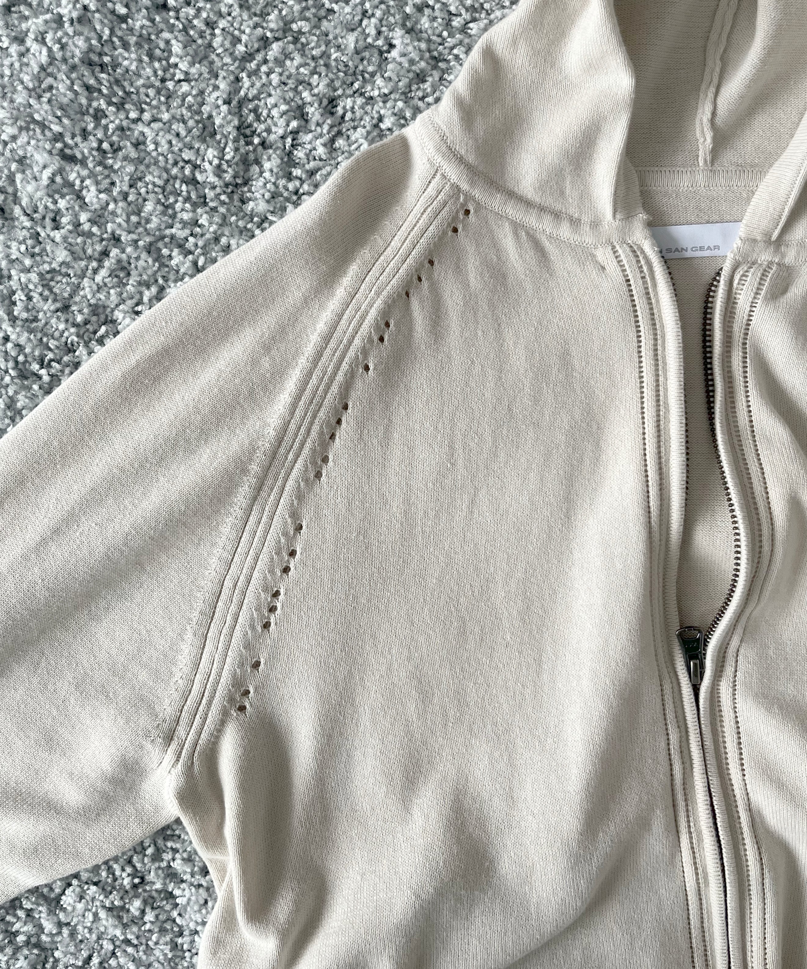 SAN SAN GEAR Knit zip-up hoodie "BEIGE"