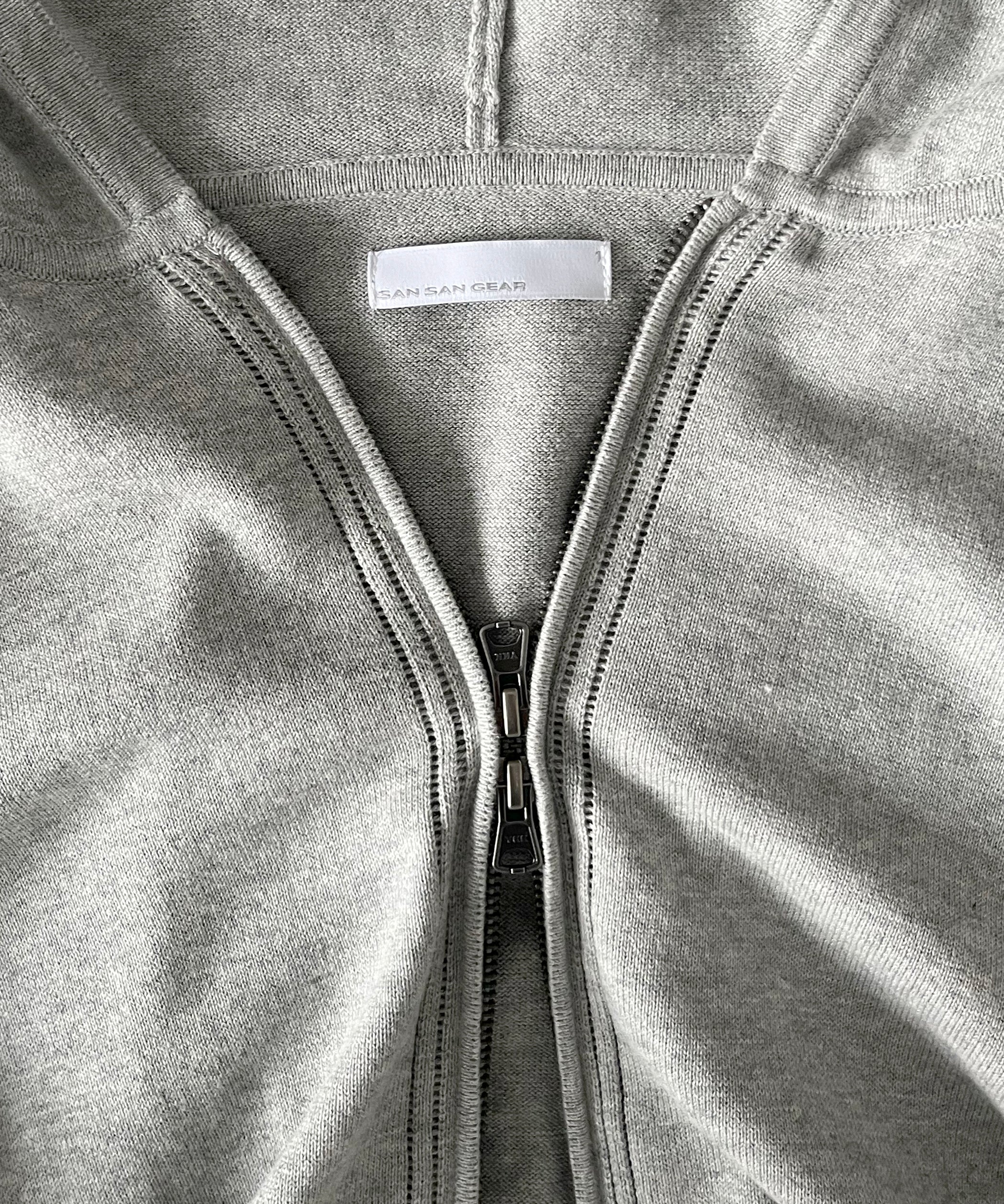 SAN SAN GEAR Knit zip-up hoodie "MELANGE GREY"