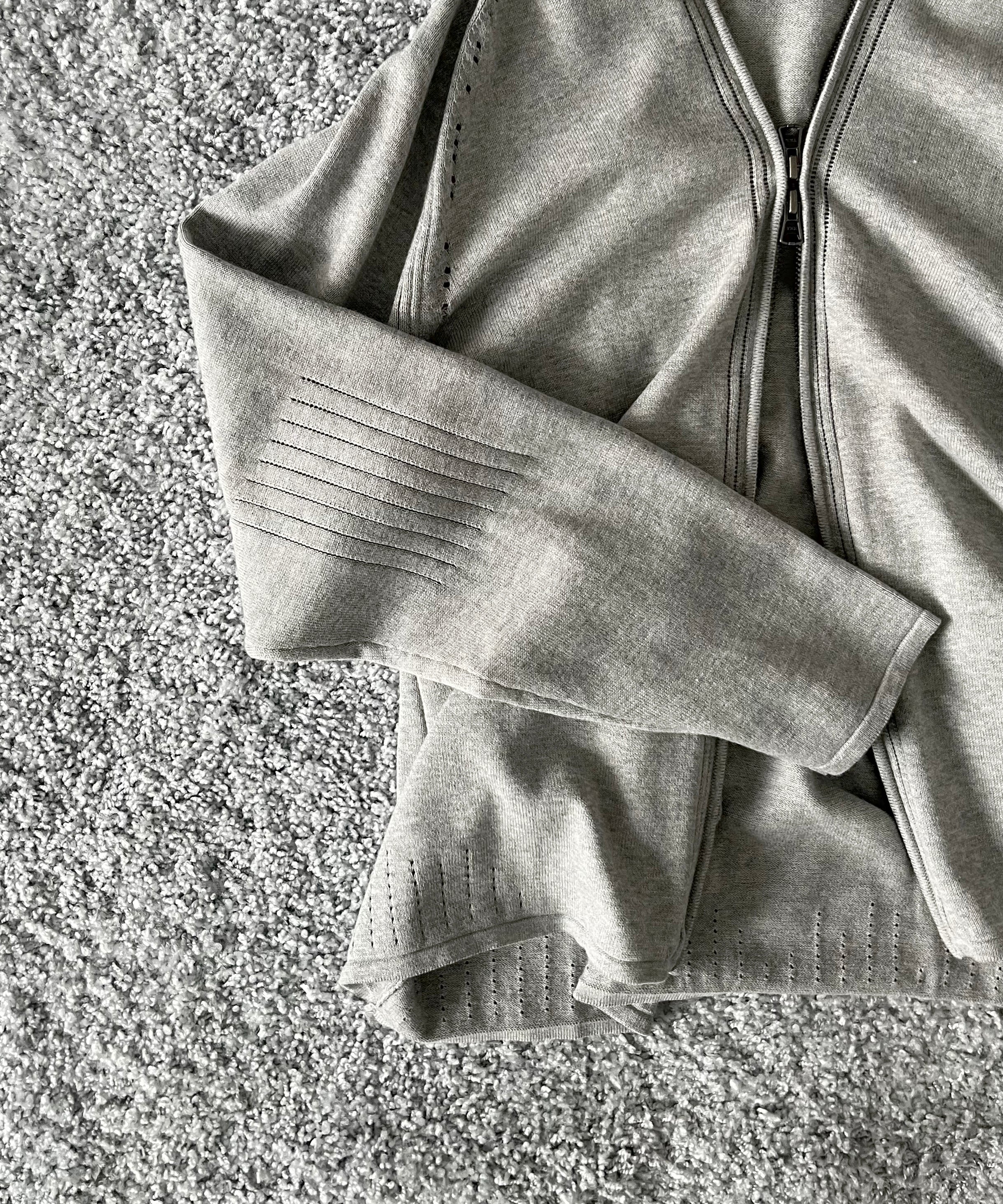 SAN SAN GEAR Knit zip-up hoodie "MELANGE GREY"