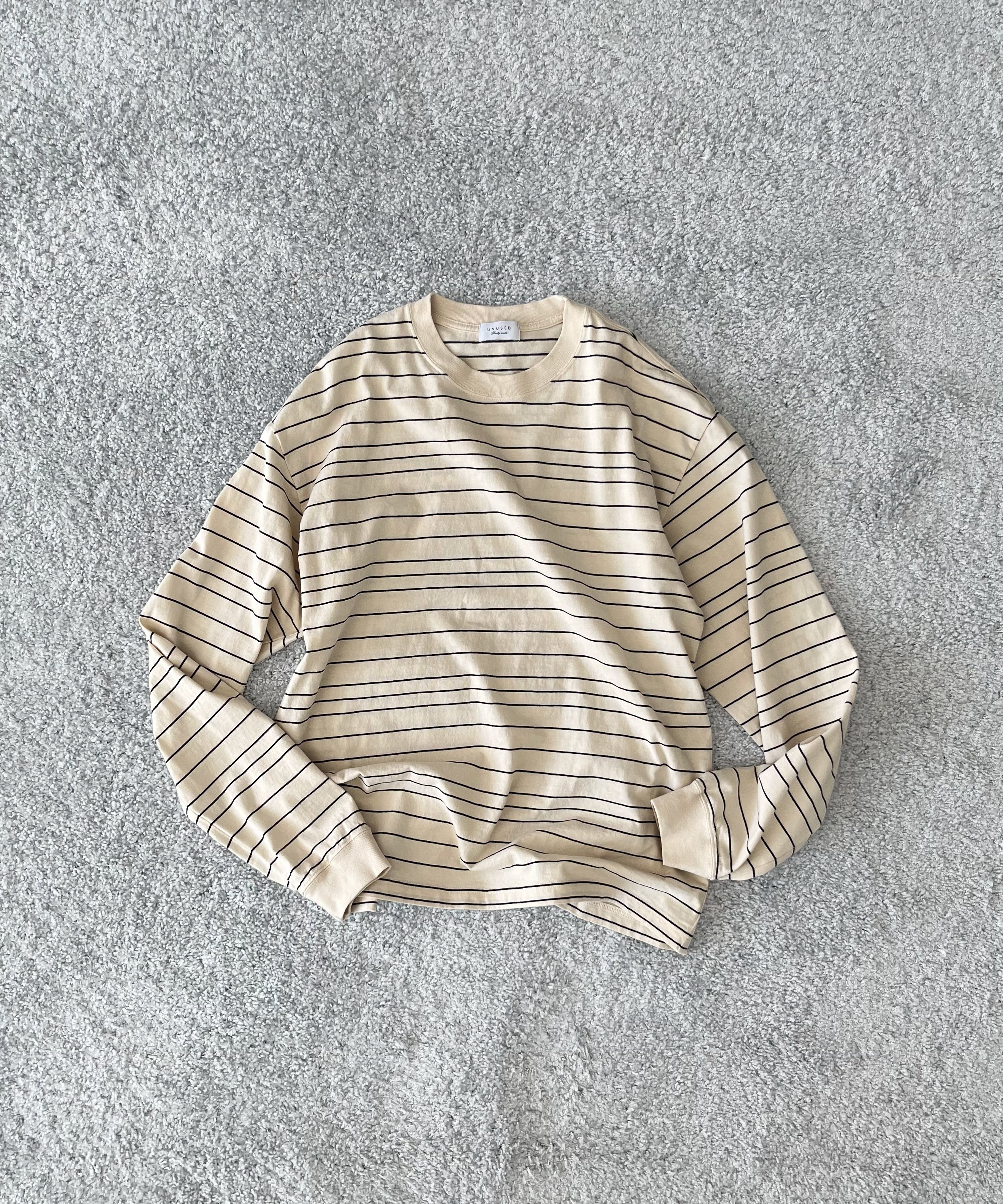 UNUSED Us2544 border long sleeve t-shirt "WHITE"