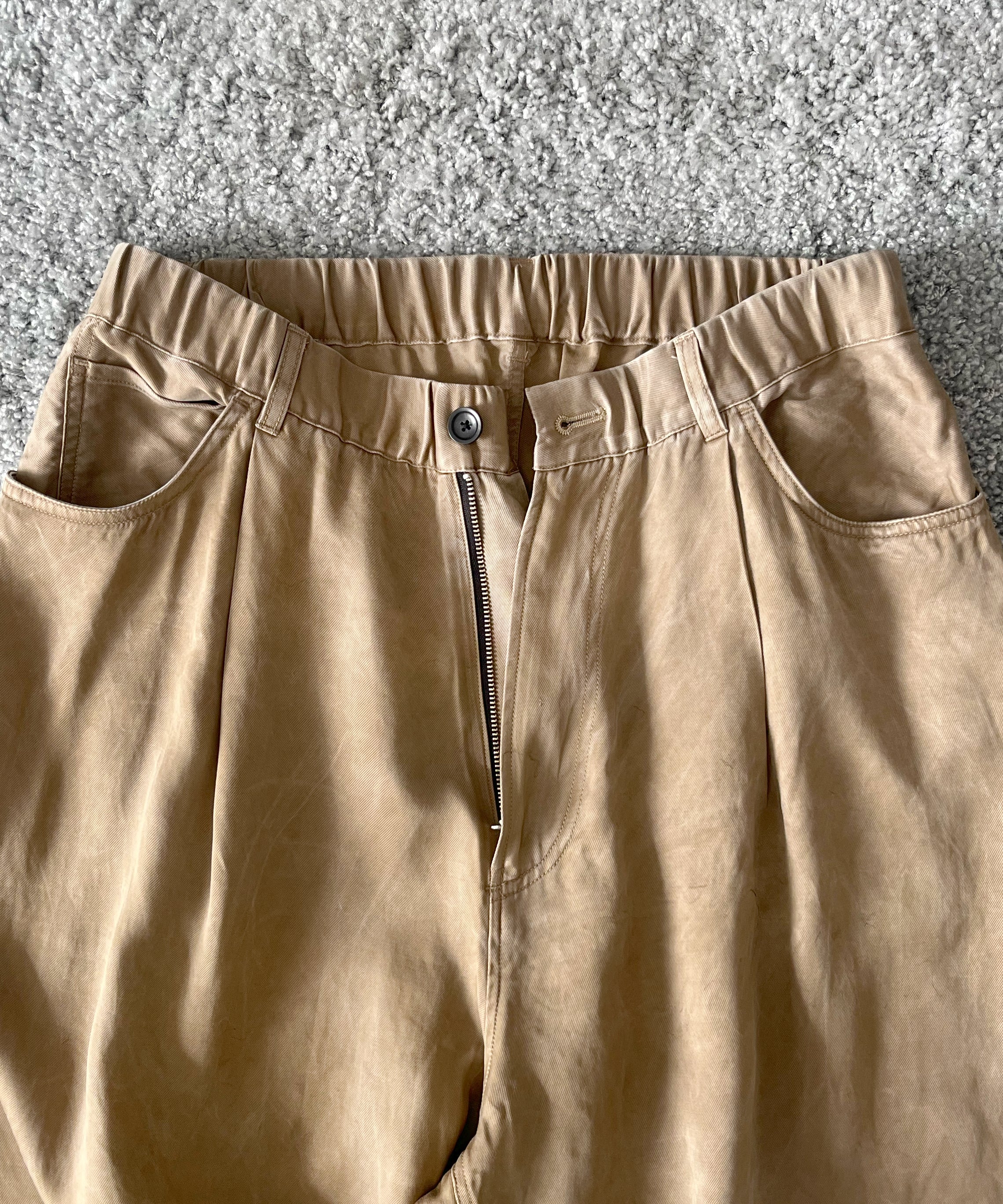 VOAAOV Pigment cupro 5p pants "CAMEL"