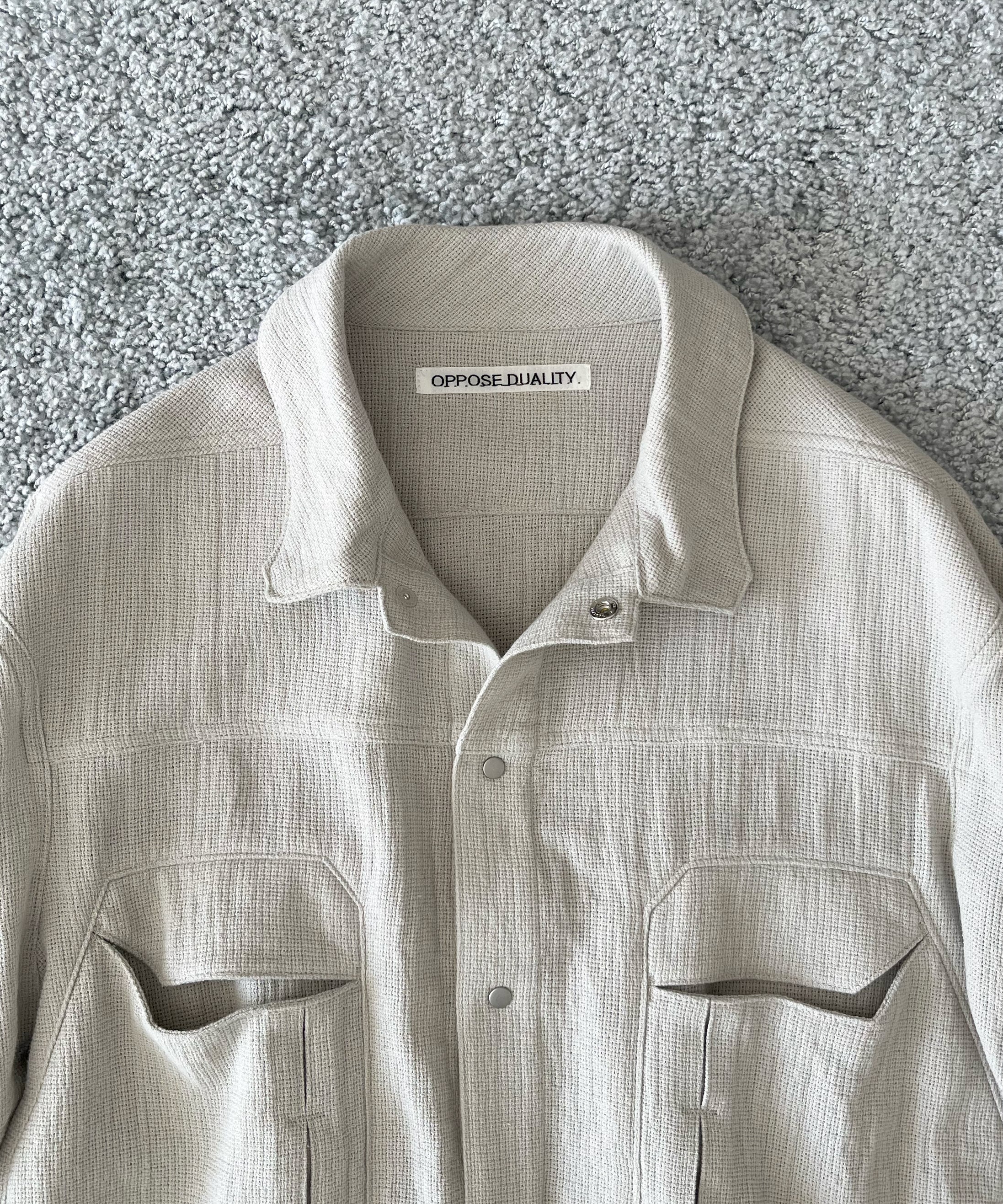 OPPOSE DUALITY 6Pocket panel linen jkt "WHITE"