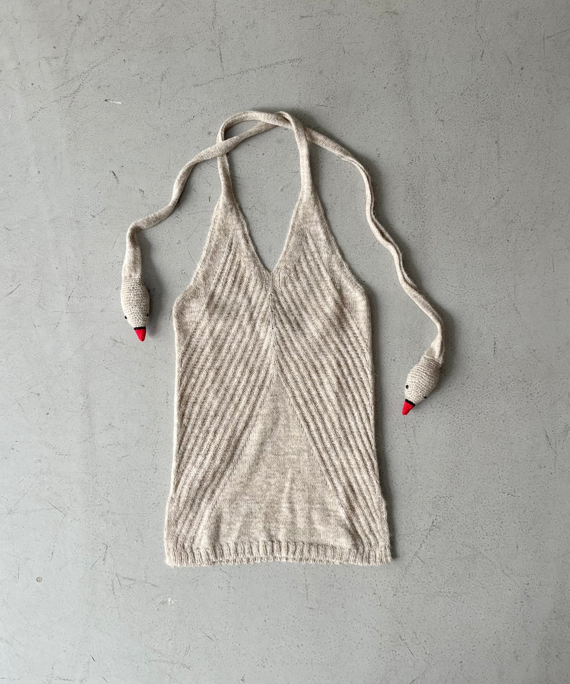 EMILY DAWN LONG Swan scarf halter sweater "OATMEAL"
