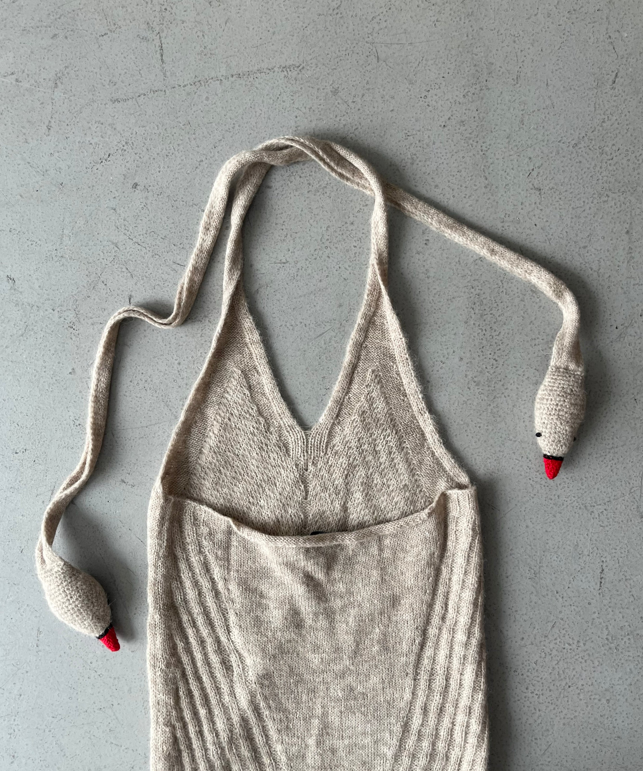EMILY DAWN LONG Swan scarf halter sweater "OATMEAL"