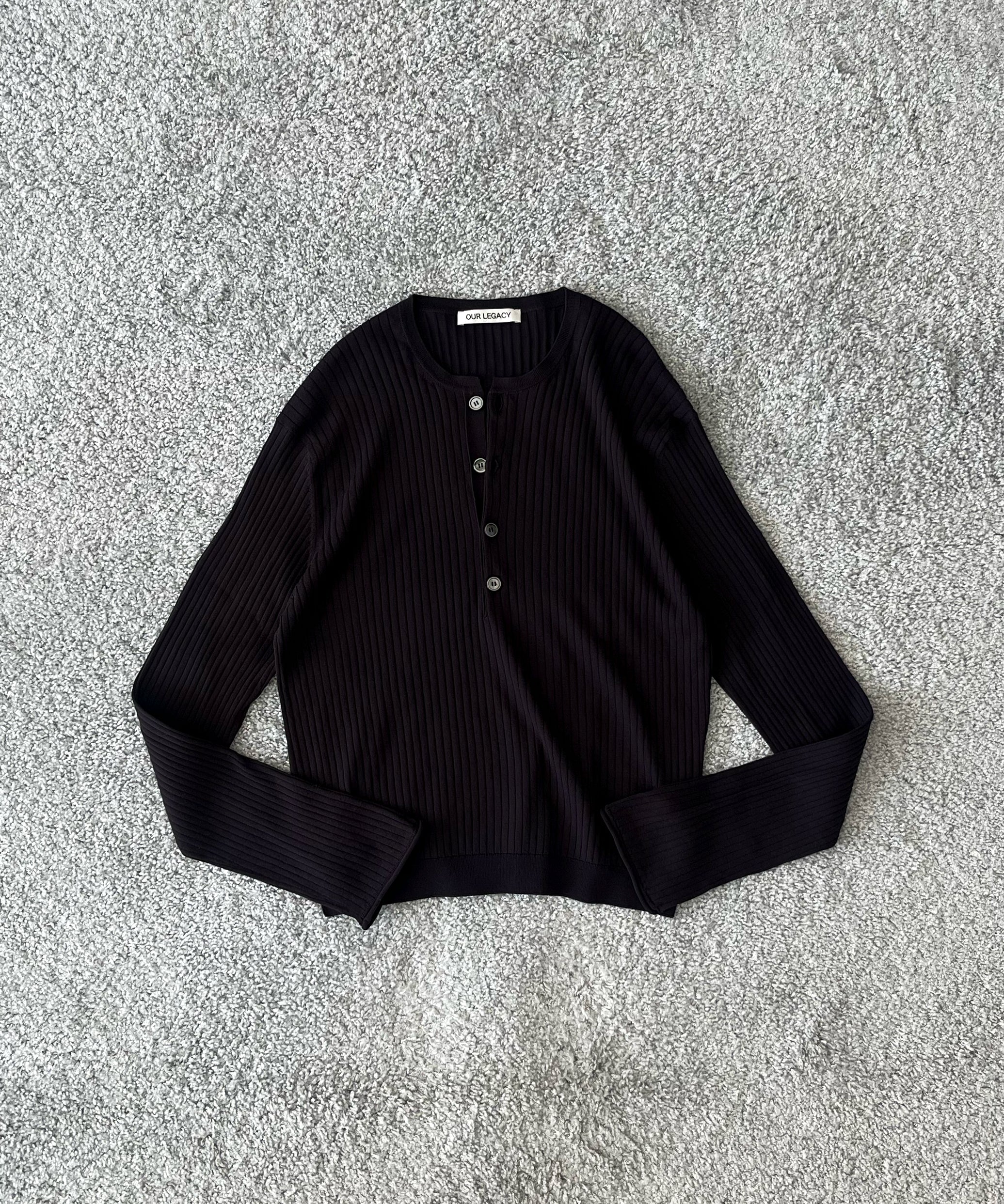 OUR LEGACY Fine henley “NOBLE NAVY COTTON CREPE”