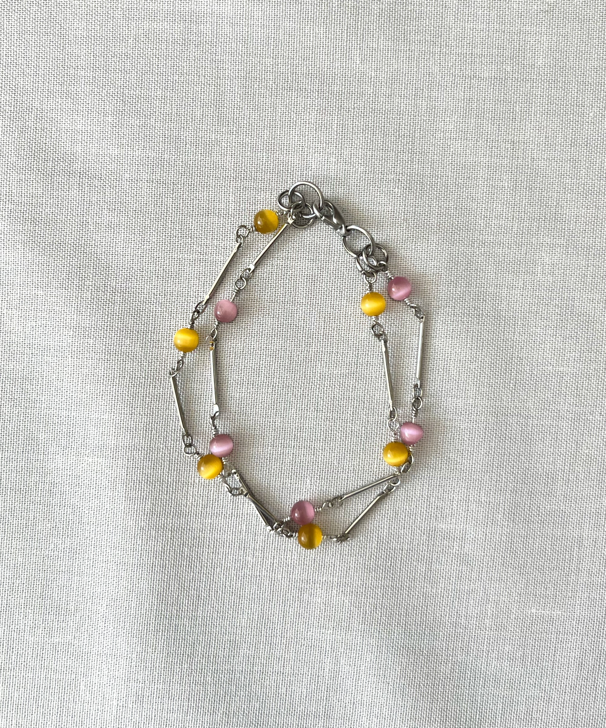 OUR LEGACY Fabricated pearl bracelet “MARBLED NECTAR BRASS LINK”