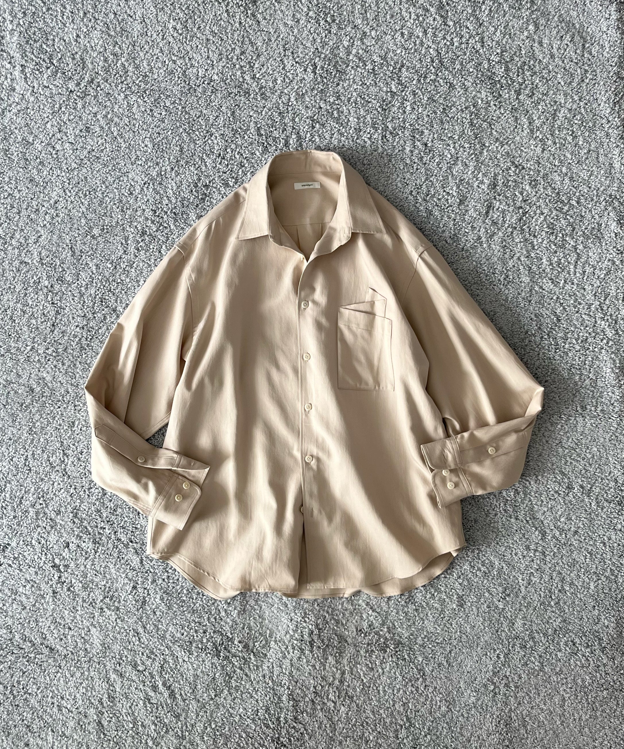 WHOWHAT Origami pocket shirt <long sl> "BEIGE"