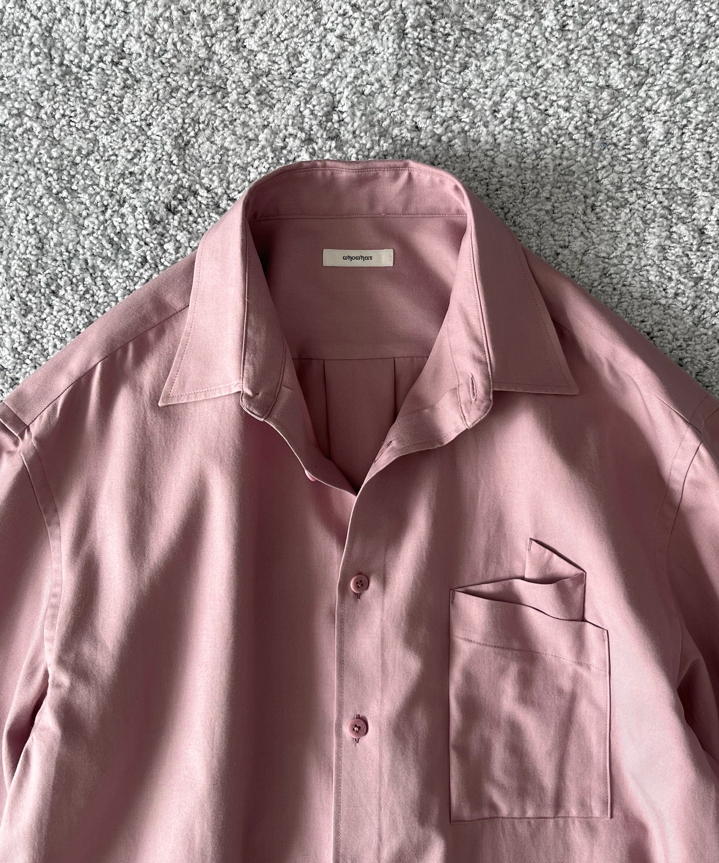 WHOWHAT Origami pocket shirt <long sl> "DARK PINK"