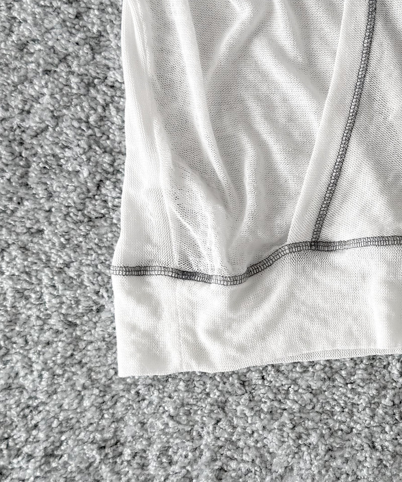 ULIKASANCTUS Back flare mesh top "WHITE"