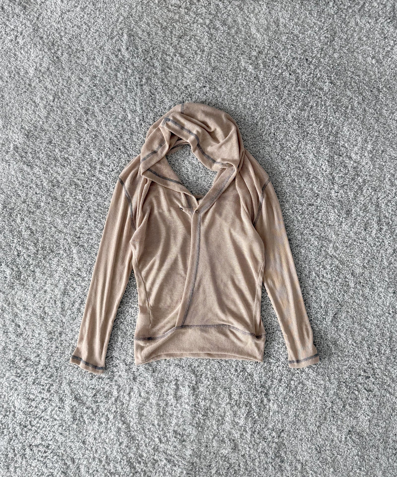 ULIKASANCTUS Back flare mesh top "BEIGE"
